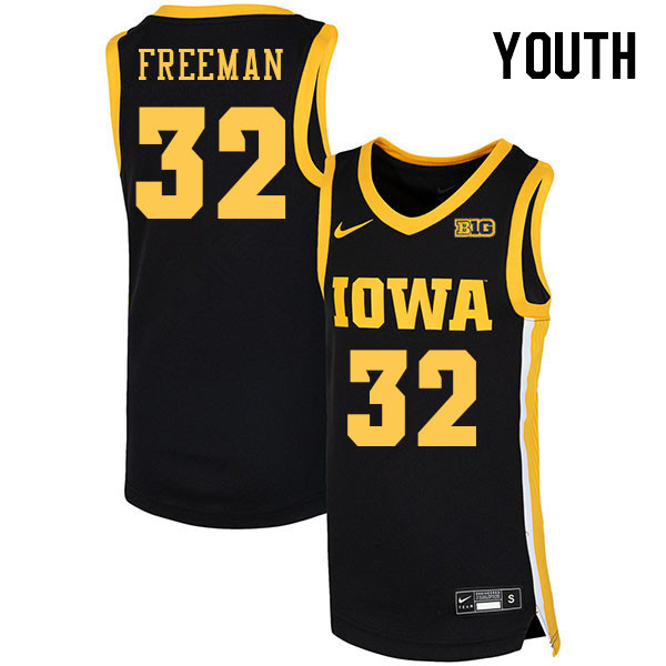 Youth #32 Owen Freeman Iowa Hawkeyes College Basketball Jerseys Stitched Sale-Black